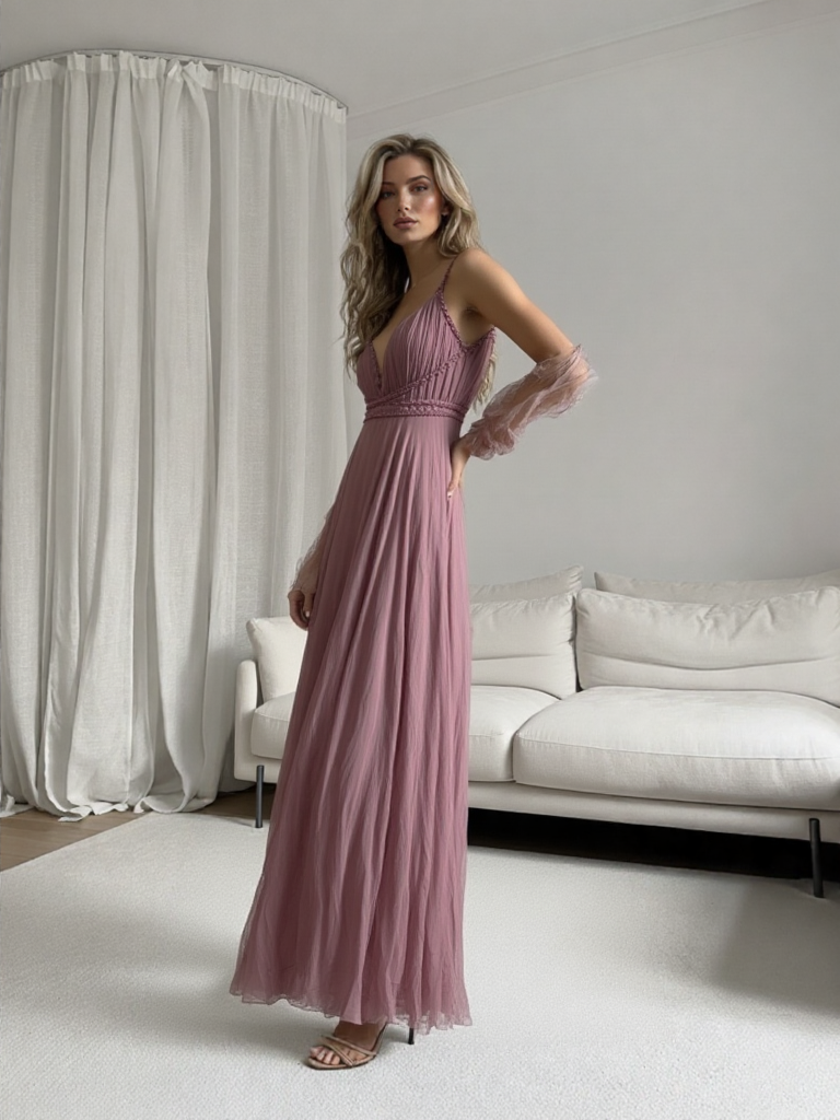 Emma Wu Design Vestido Largo 7011 Elegante Vestido Largo en Color Sólido para Emma Wu Design
