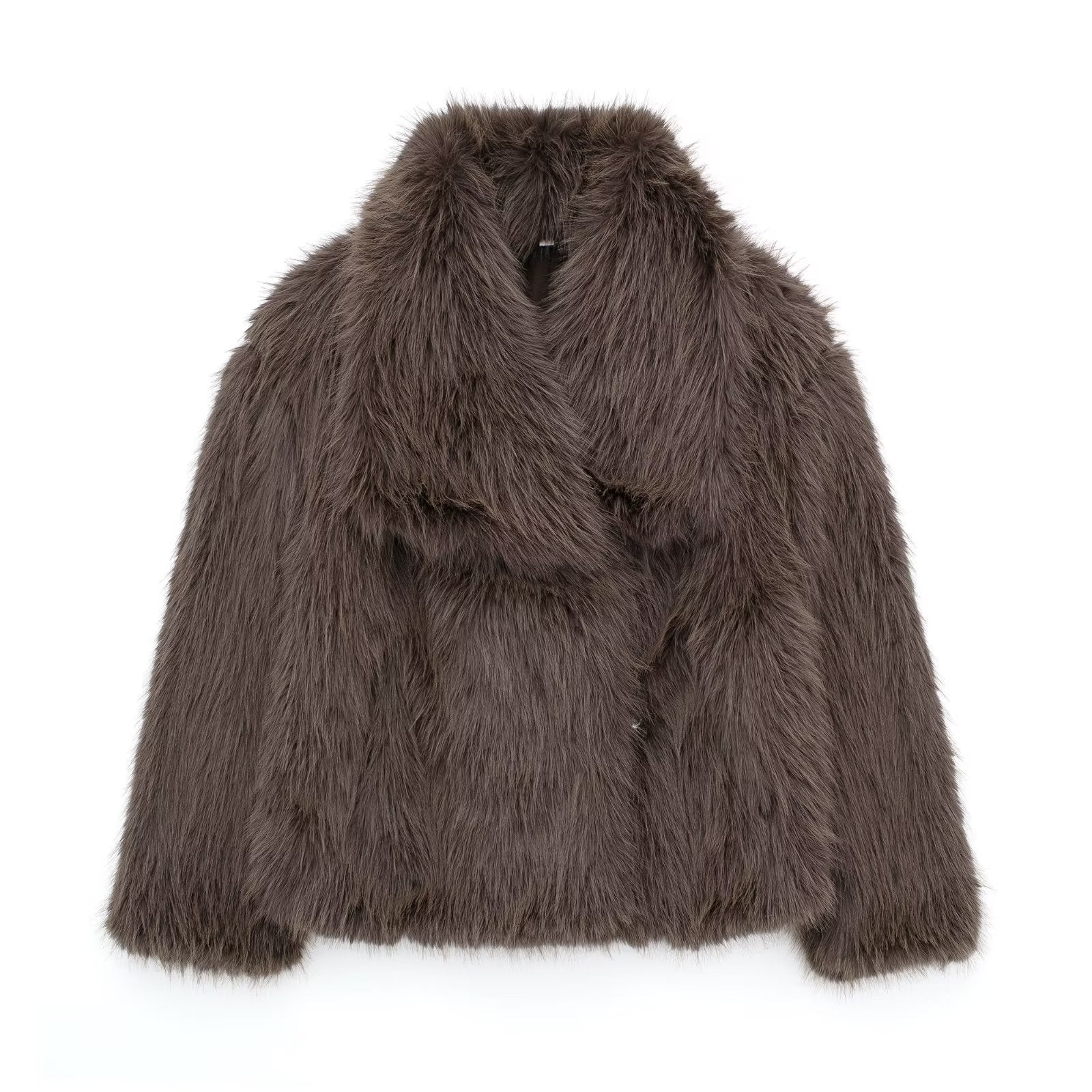 EMMA WU SELECTION  Abrigo de felpa de invierno, moda, cálido, grueso, esponjoso, chaqueta de solapa, ropa exterior, casual, tops de manga larga, ropa de mujer