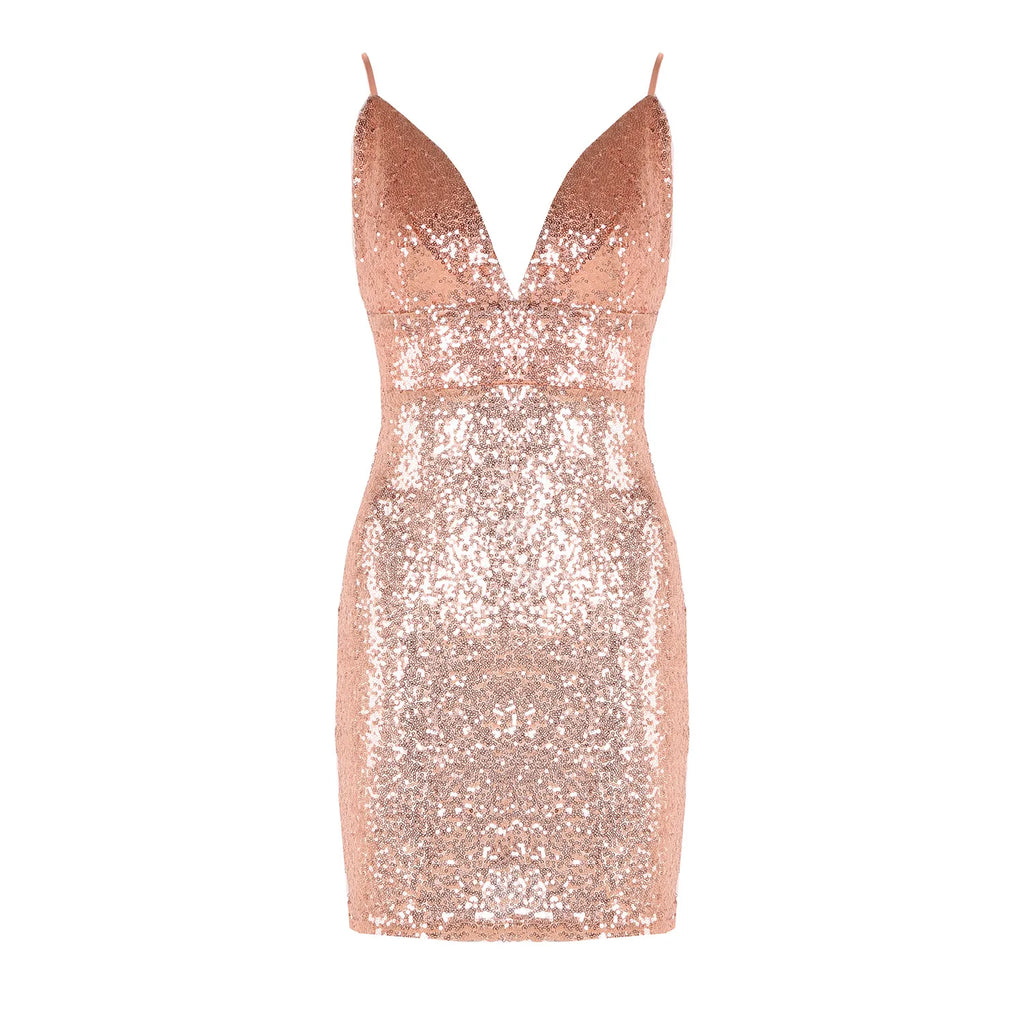 VESTIDO CORTO LENTEJUELA - EMMA WU SELECTION