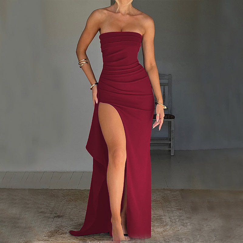 Vestido Largo sin Tirantes con Abertura - Moda de Verano con Pliegues, Vestido de Dama de Honor para Mujer, Ideal para Fiestas y Bodas
EMMA WU SELECTION