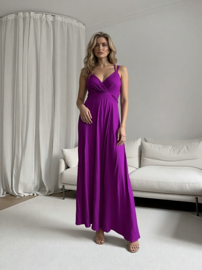VESTIDO LARGO ELÁSTICO BRILLANTE 5034