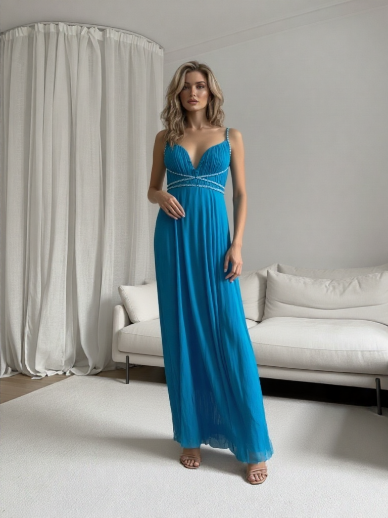 Emma Wu Design Vestido Largo 7011 Elegante Vestido Largo en Color Sólido para Emma Wu Design