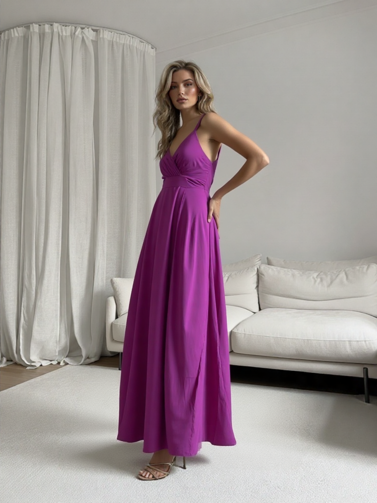 VESTIDO LARGO ELÁSTICO BRILLANTE 5034