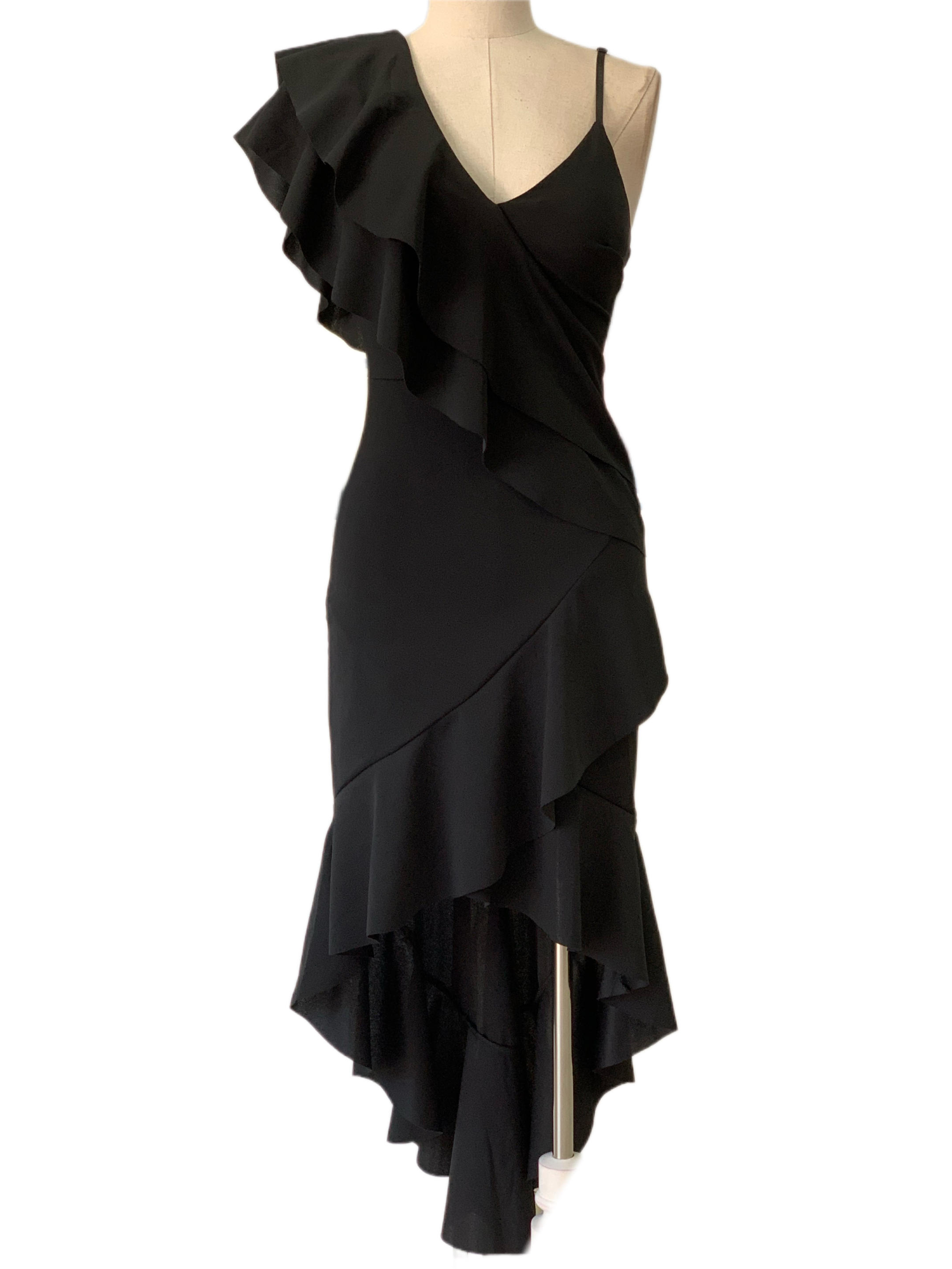Emma Wu Design Vestido Midi 9644 Elegante con Volantes en Blanco 95% Poliéster 5% Elastano para Mujer