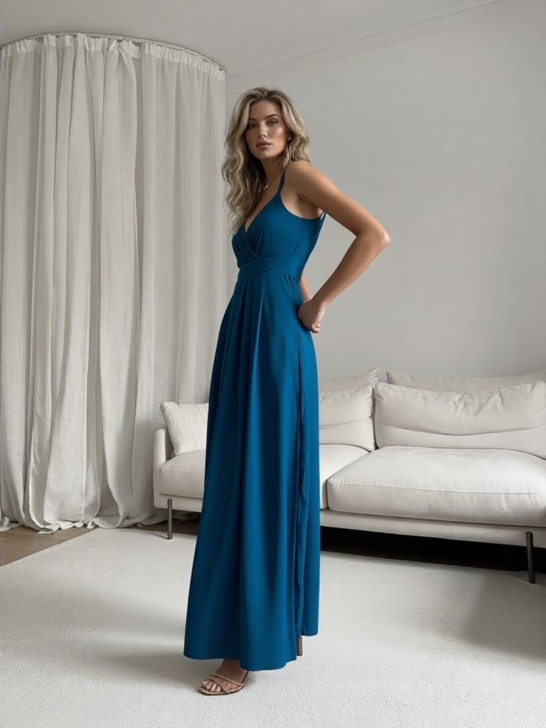 VESTIDO LARGO ELÁSTICO BRILLANTE 5034