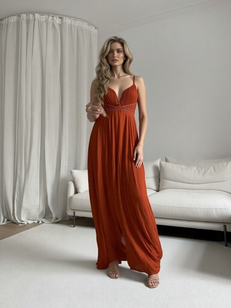 Emma Wu Design Vestido Largo 7011 Elegante Vestido Largo en Color Sólido para Emma Wu Design