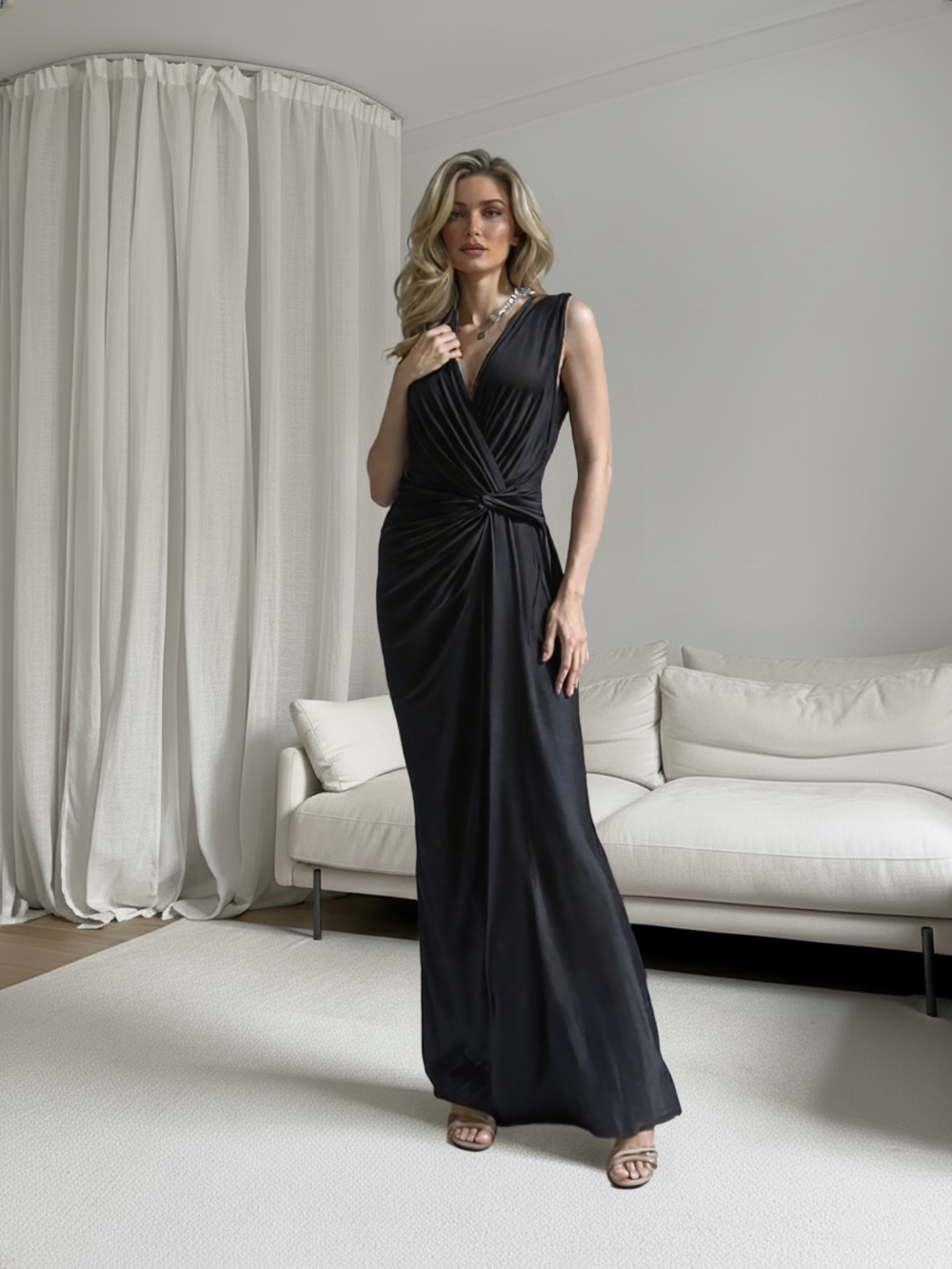 VESTIDO LARGO ELÁSTICO BRILLANTE - Emma Wu Design - 6240