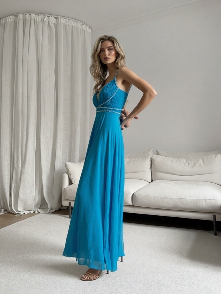 Emma Wu Design Vestido Largo 7011 Elegante Vestido Largo en Color Sólido para Emma Wu Design