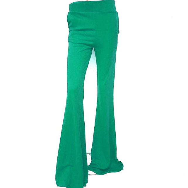 Emma Wu Design Pantalón Campana 5490 en Crepe Scuba Verde Esmeralda para Mujer Elegante y Cómodo