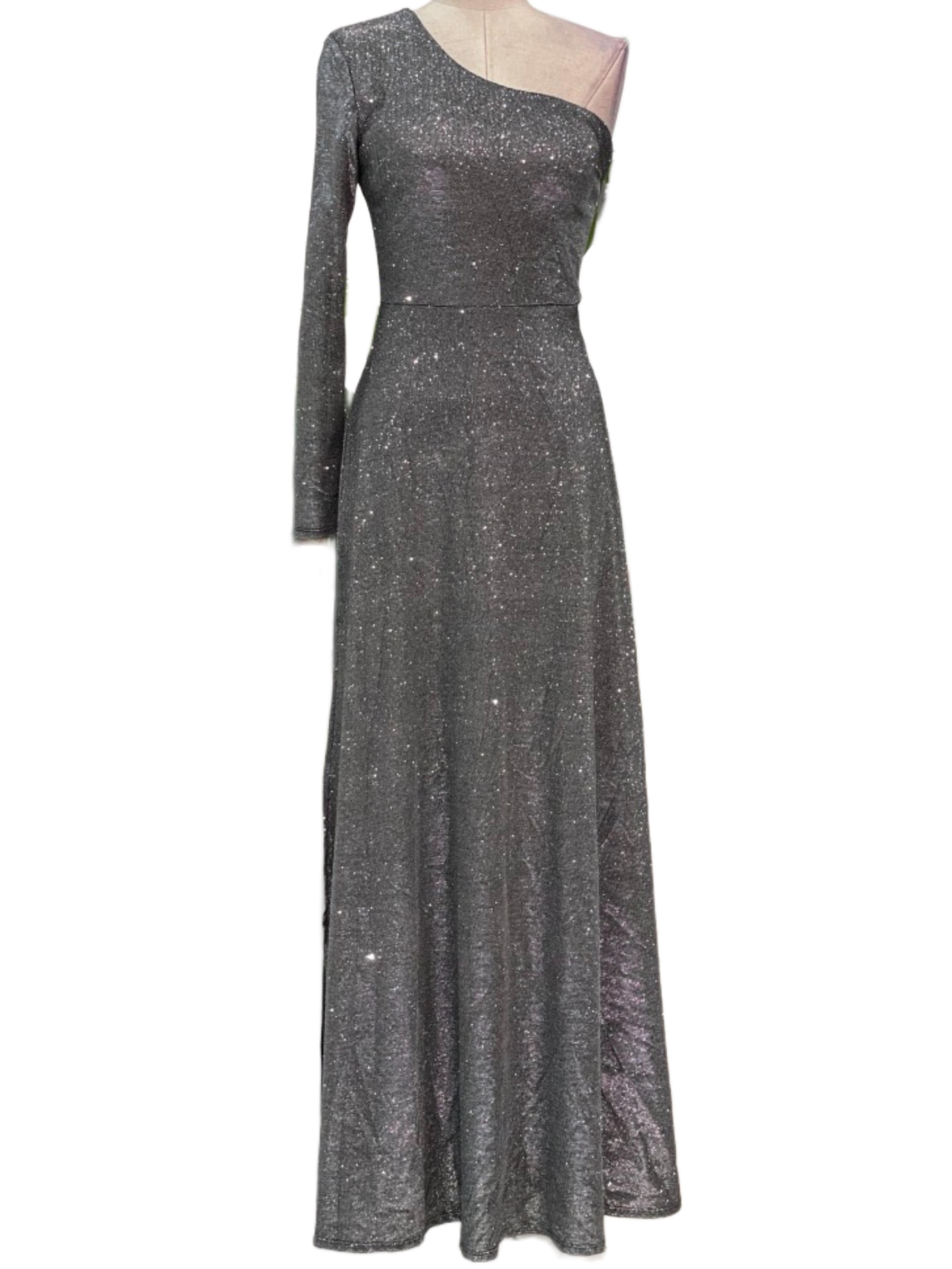 Emma Wu Design Vestido Largo 14273 con Brillo Diamante Elegante y Asimétrico para Mujer con Textura Glamour y Diseño Único