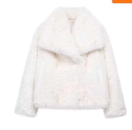 EMMA WU SELECTION  Abrigo de felpa de invierno, moda, cálido, grueso, esponjoso, chaqueta de solapa, ropa exterior, casual, tops de manga larga, ropa de mujer