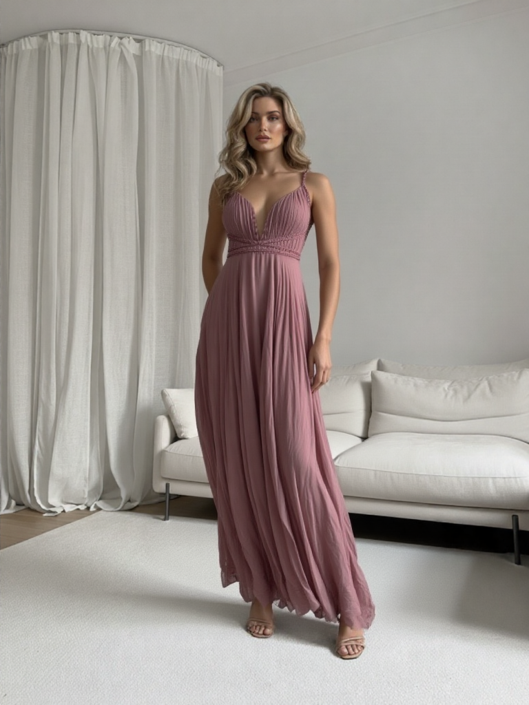 Emma Wu Design Vestido Largo 7011 Elegante Vestido Largo en Color Sólido para Emma Wu Design