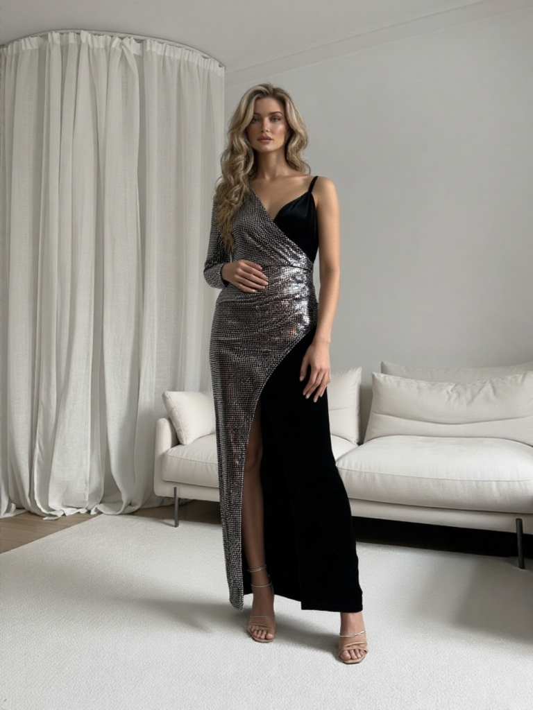 Emma Wu Design Vestido Largo 4902 con Brillo Diamante Elegante y Brillante para Mujer