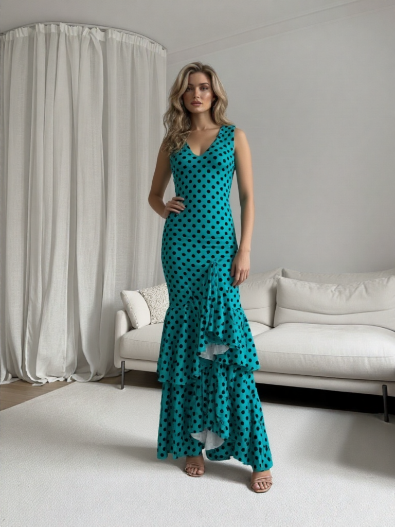 COSTUMES DE FLAMENCO FOIRE D'AVRIL &amp; FLAMENCO LICRA P0492 EMMA WU DESIGN FLAMENCO