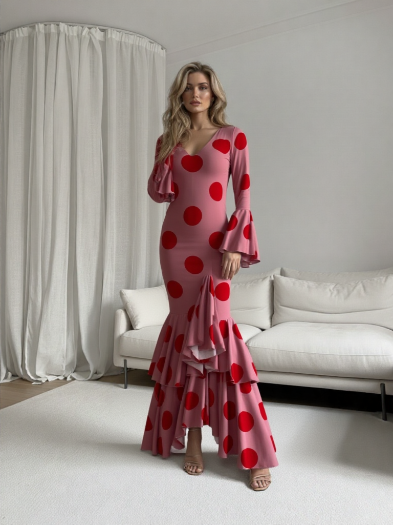 COSTUMES DE FLAMENCO FOIRE D'AVRIL &amp; FLAMENCO LICRA G0491 EMMA WU DESIGN FLAMENCO