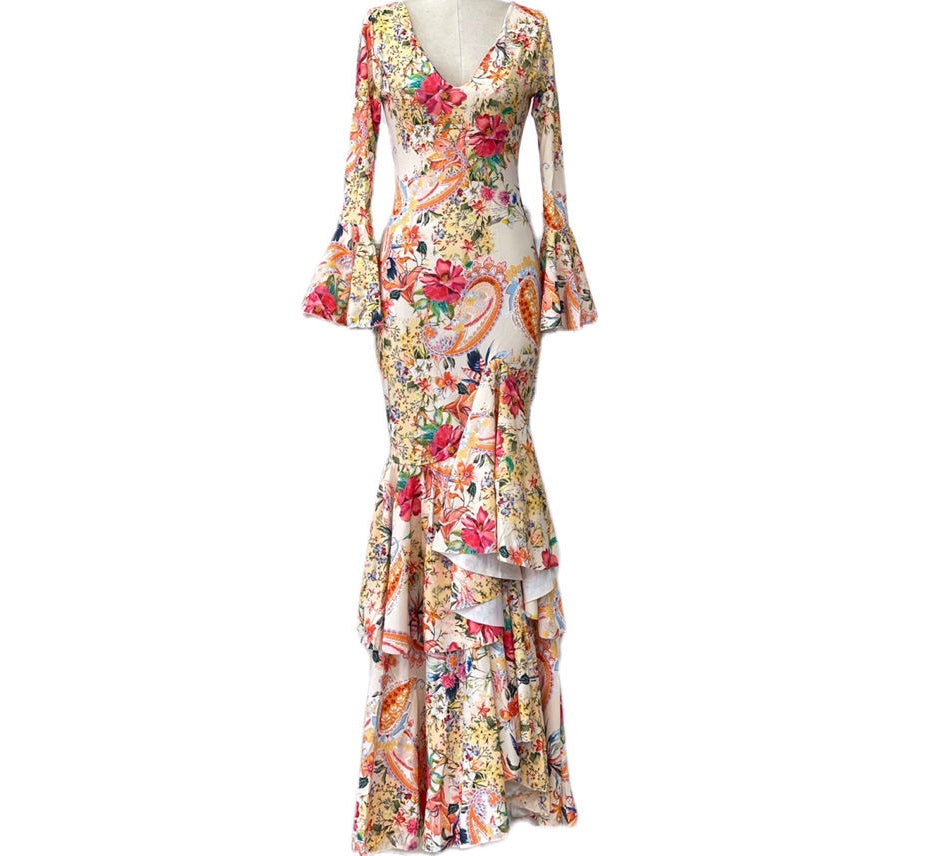 COSTUMES DE FLAMENCO POUR LA FOIRE D'AVRIL &amp; LYCRA FLAMENCO E0491 EMMA WU DESIGN FLAMENCO