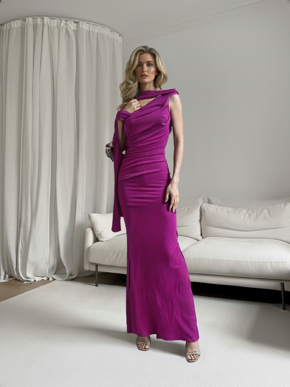 Emma Wu Design Vestido Largo 25097 en Crepe Scuba Elegante y Sofisticado para Mujer