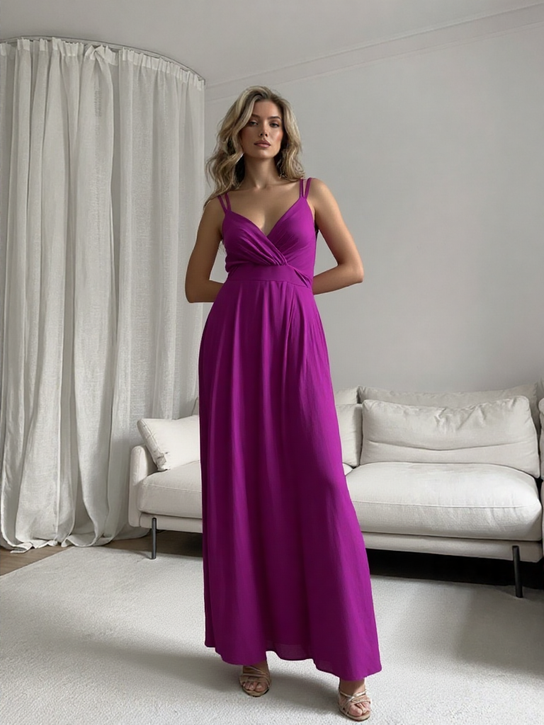 VESTIDO LARGO ELÁSTICO BRILLANTE 5034