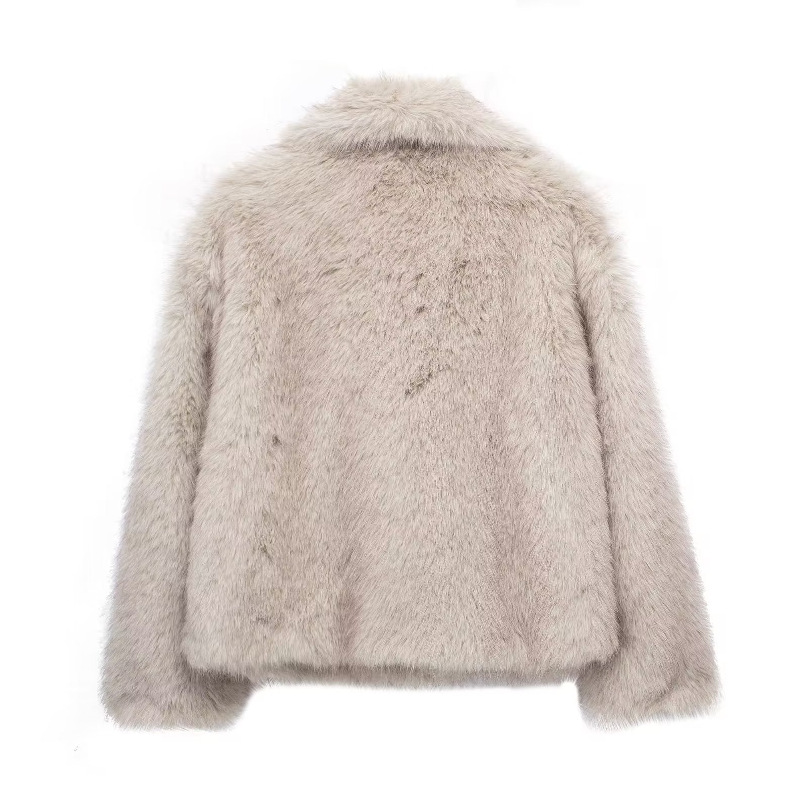 EMMA WU SELECTION  Abrigo de felpa de invierno, moda, cálido, grueso, esponjoso, chaqueta de solapa, ropa exterior, casual, tops de manga larga, ropa de mujer