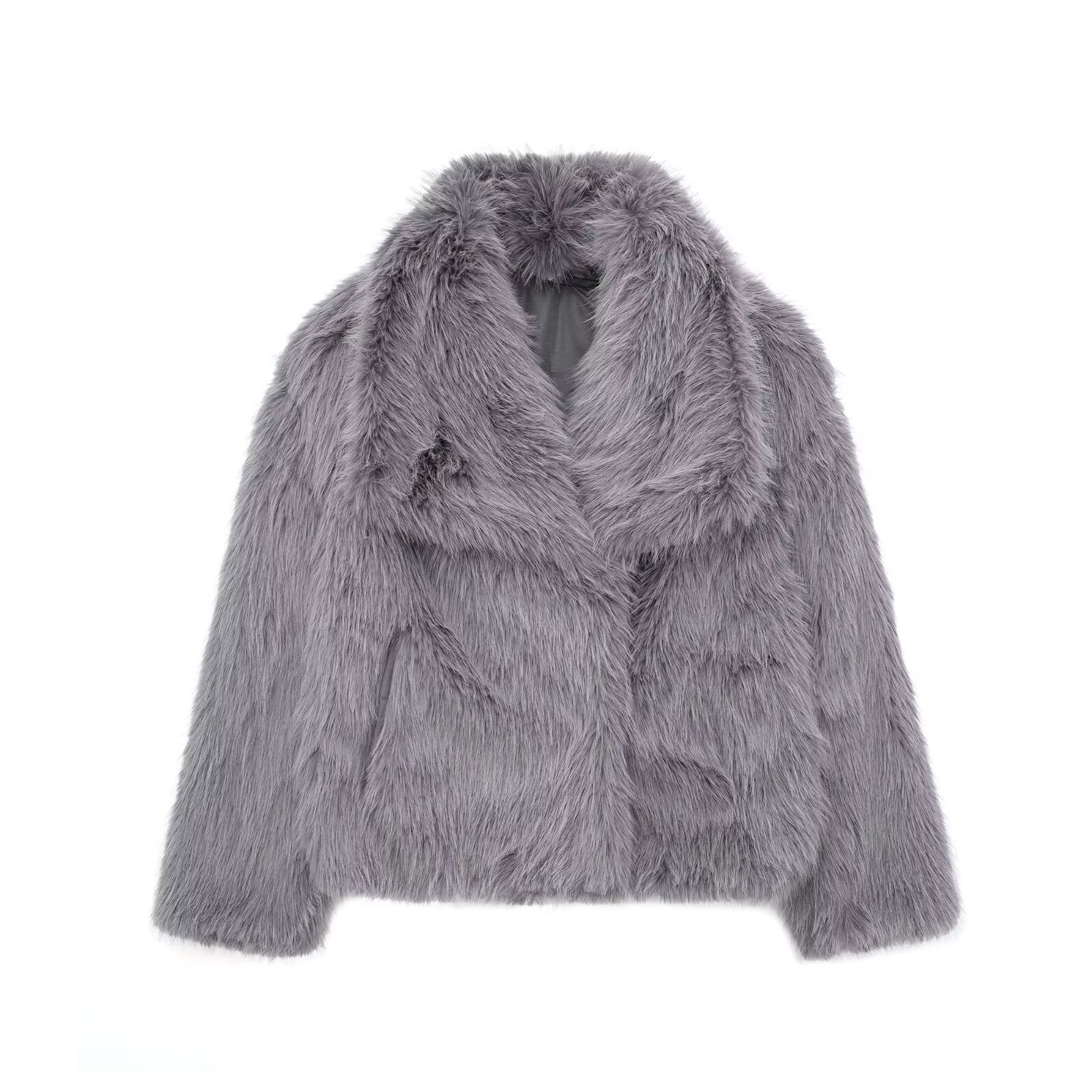 EMMA WU SELECTION  Abrigo de felpa de invierno, moda, cálido, grueso, esponjoso, chaqueta de solapa, ropa exterior, casual, tops de manga larga, ropa de mujer