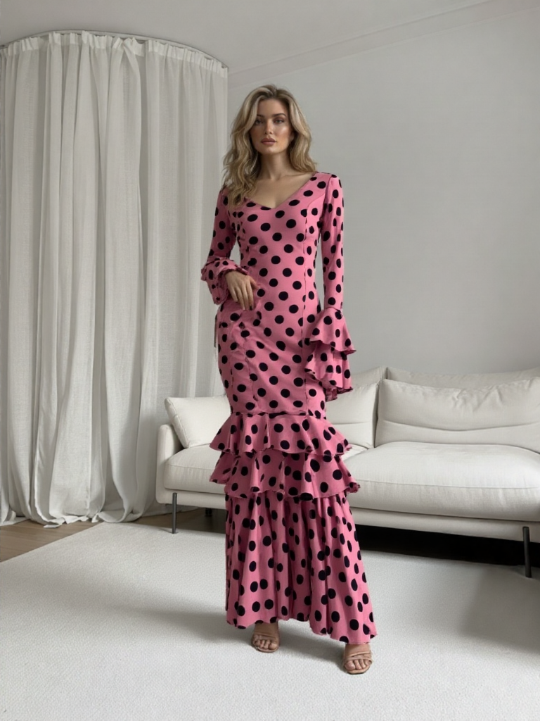COSTUMES DE FLAMENCO FOIRE D'AVRIL &amp; FLAMENCO LICRA M0485 EMMA WU DESIGN FLAMENCO