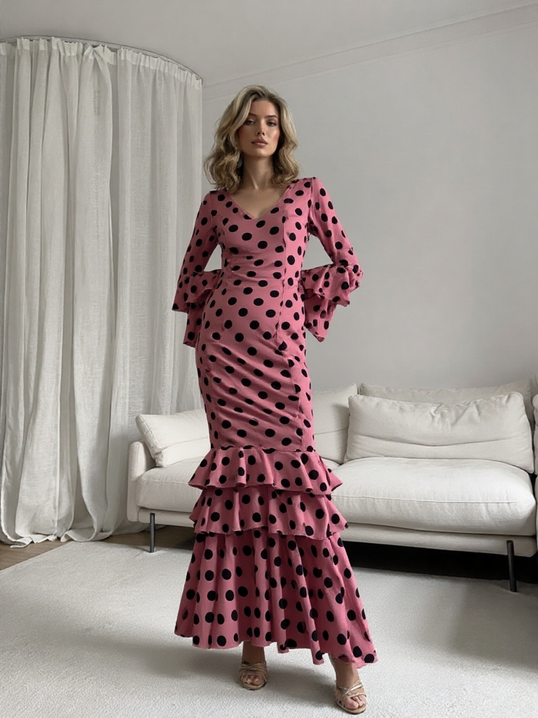 COSTUMES DE FLAMENCO FOIRE D'AVRIL &amp; FLAMENCO LICRA M0485 EMMA WU DESIGN FLAMENCO