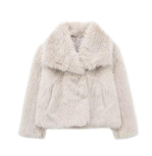 EMMA WU SELECTION  Abrigo de felpa de invierno, moda, cálido, grueso, esponjoso, chaqueta de solapa, ropa exterior, casual, tops de manga larga, ropa de mujer