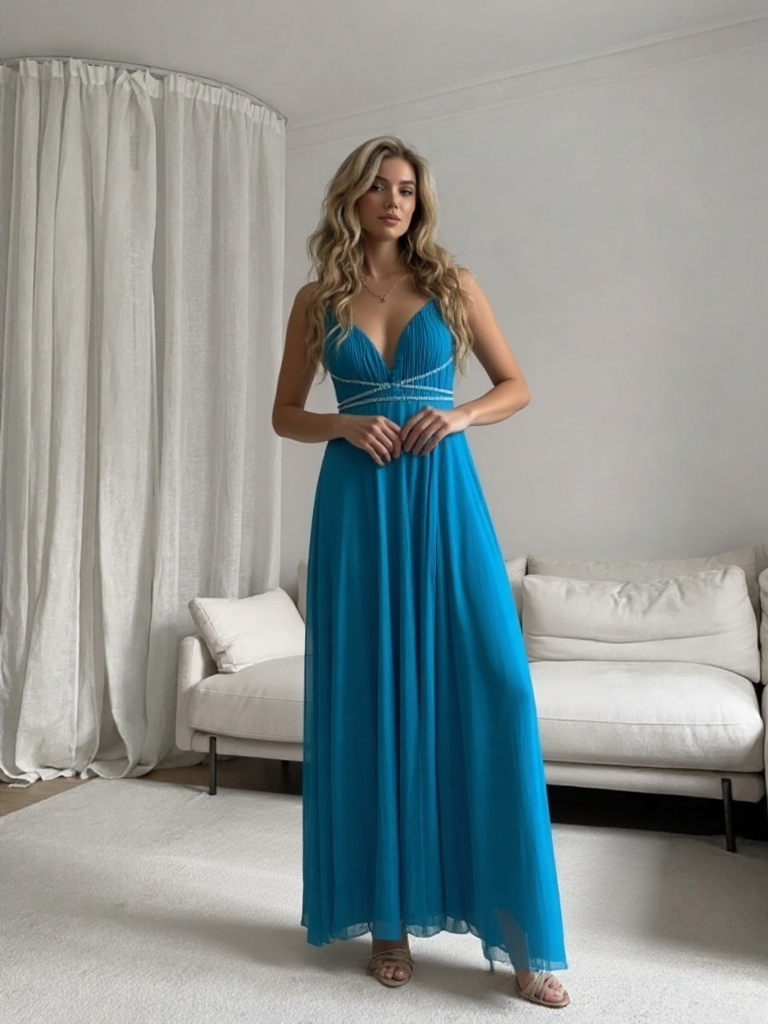 Emma Wu Design Vestido Largo 7011 Elegante Vestido Largo en Color Sólido para Emma Wu Design
